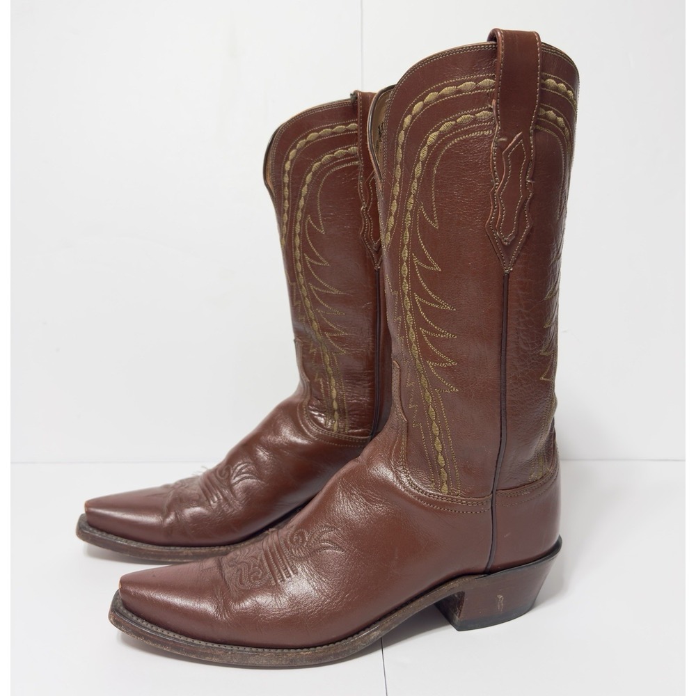Lucchese 1883 Womens Snip Toe Cowhide Red Leather Boot 9 N820054 Cowgirl Western